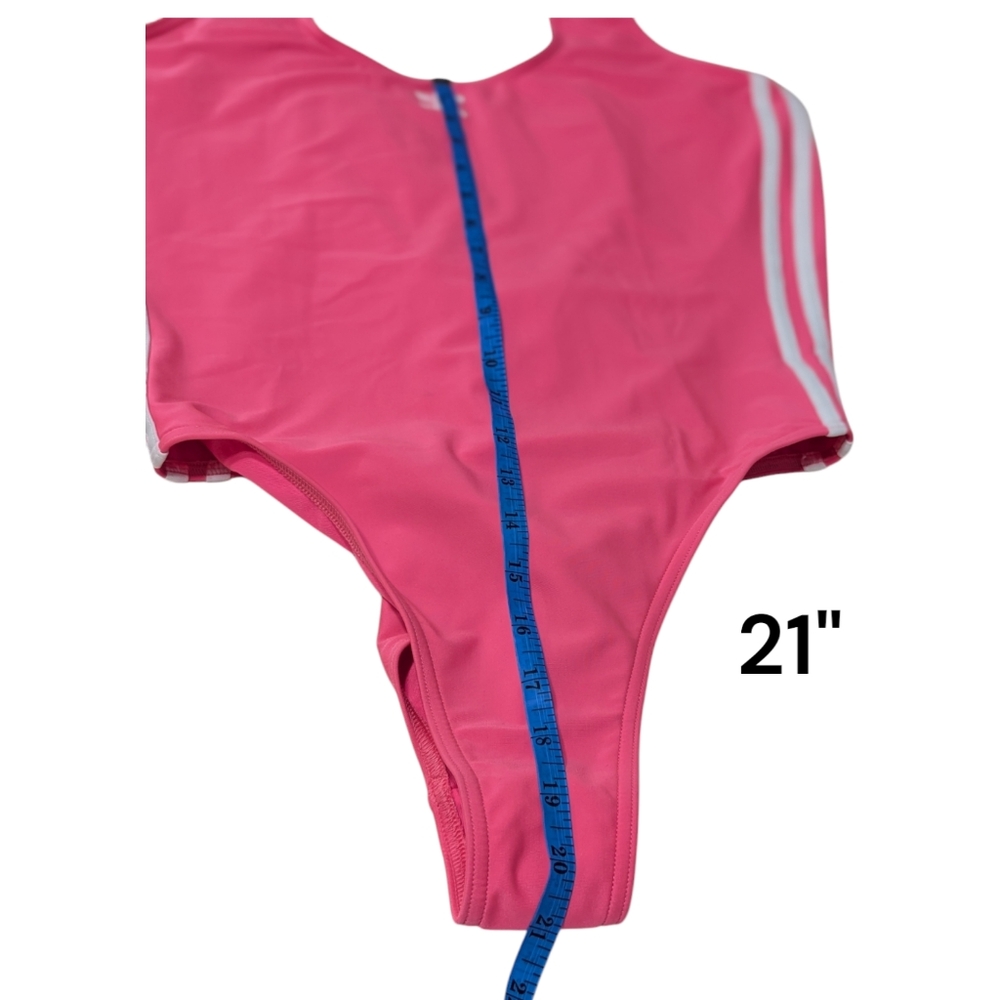 Adidas | Women's 3 Stripe Swimsuit | Lucid Pink/White | Plus Size 16 | - Picture 8 of 11